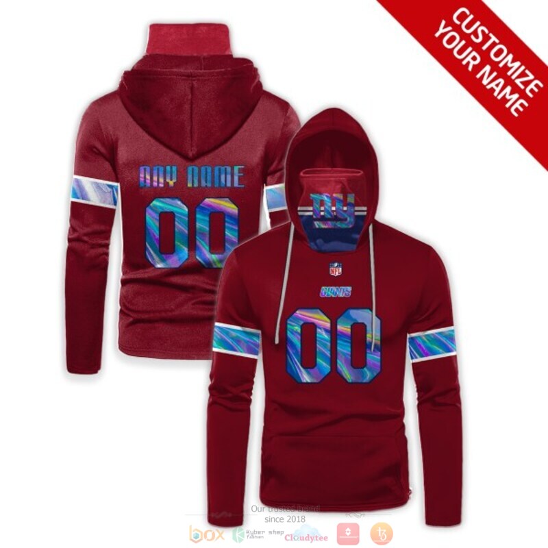 Personalized NFL New York Giants dark red custom 3d hoodie mask