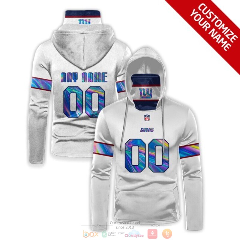 Personalized NFL New York Giants white custom 3d hoodie mask