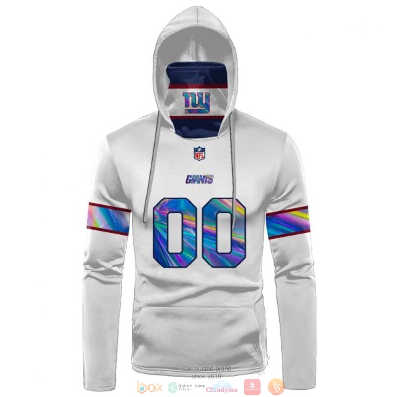 Personalized NFL New York Giants white custom 3d hoodie mask 1