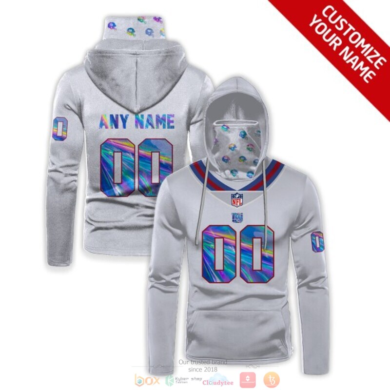 Personalized NFL New York Giants white hologram custom 3d hoodie mask