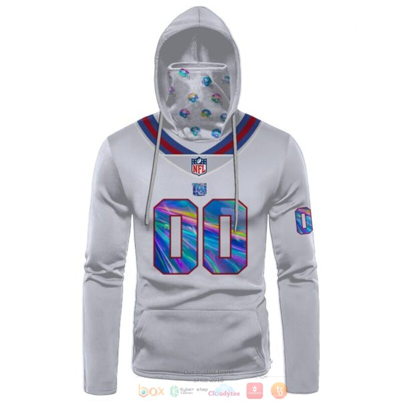 Personalized NFL New York Giants white hologram custom 3d hoodie mask 1