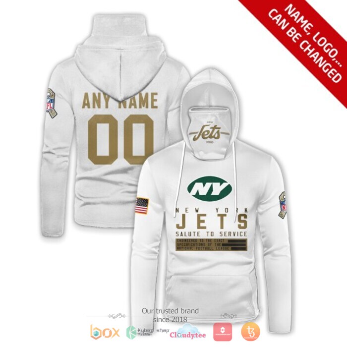 Personalized NFL New York Jets White 3d hoodie mask
