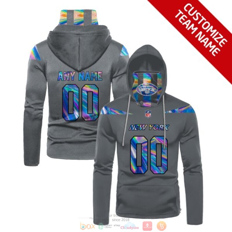 Personalized NFL New York Jets grey custom 3d hoodie mask