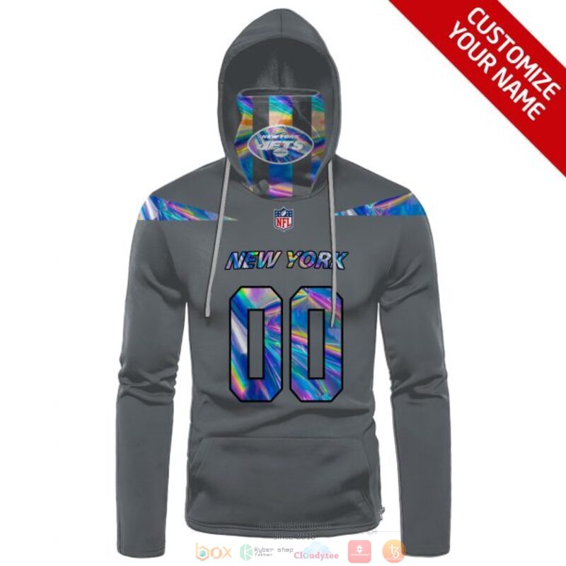 Personalized NFL New York Jets grey custom 3d hoodie mask 1