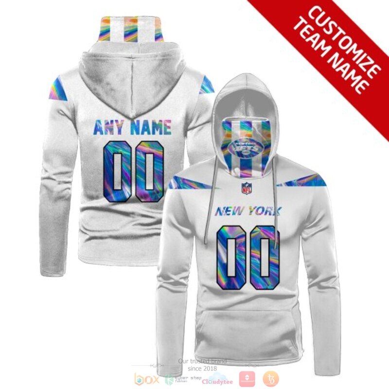 Personalized NFL New York Jets white custom 3d hoodie mask