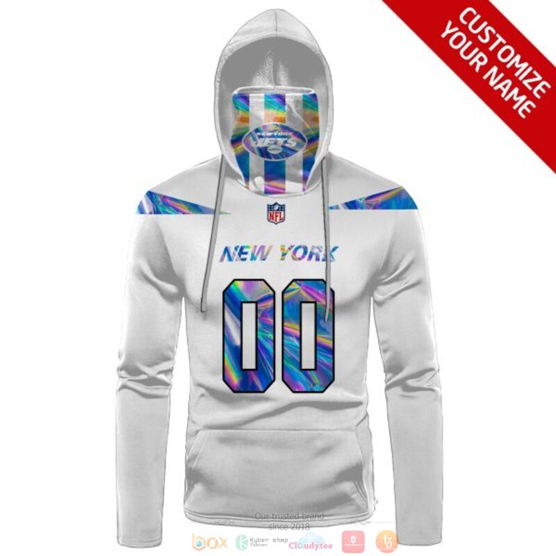 Personalized NFL New York Jets white custom 3d hoodie mask 1