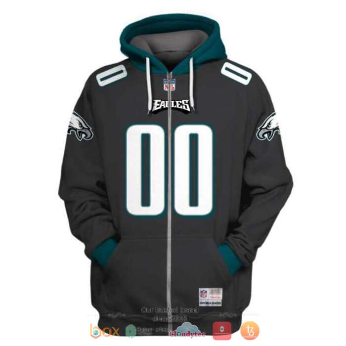 Personalized NFL Philadelphia Eagles Dark Grey 3d shirt, hoodie 2 Personalized NFL Philadelphia Eagles Dark Grey 3d shirt hoodie 1