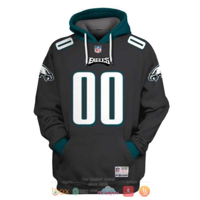 Personalized NFL Philadelphia Eagles Dark Grey 3d shirt, hoodie 3 Personalized NFL Philadelphia Eagles Dark Grey 3d shirt hoodie 1 2