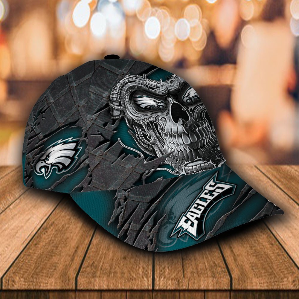 Personalized NFL Philadelphia Eagles Skull Custom Cap 1