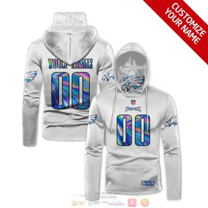 Personalized NFL Philadelphia Eagles white custom 3d hoodie mask