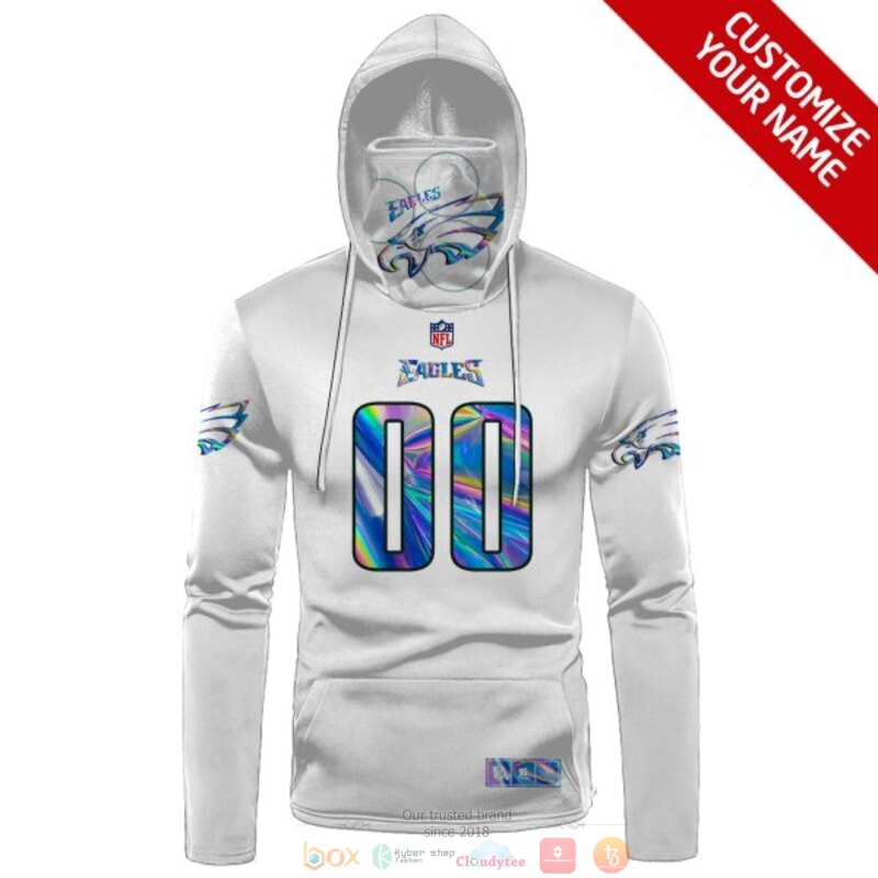 Personalized NFL Philadelphia Eagles white custom 3d hoodie mask 1