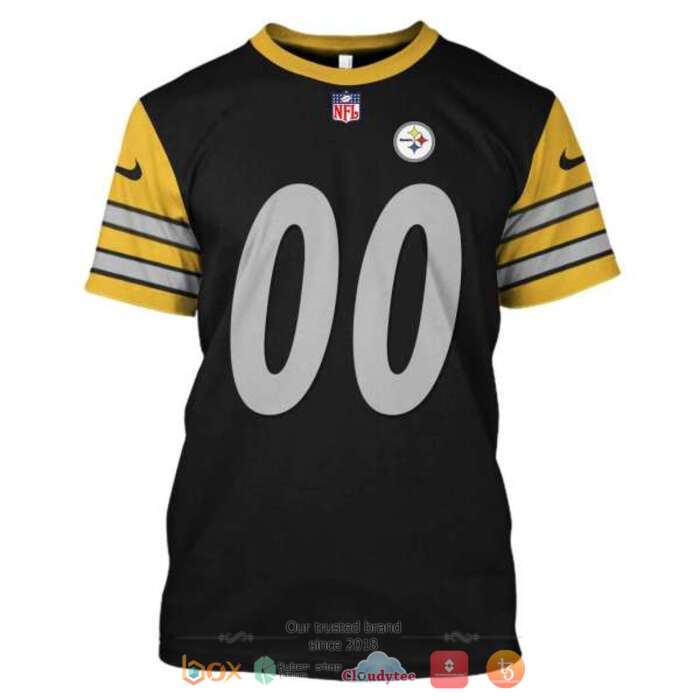Personalized NFL Pittsburgh Steelers Black 3d shirt hoodie 1 2 3 4 5 6