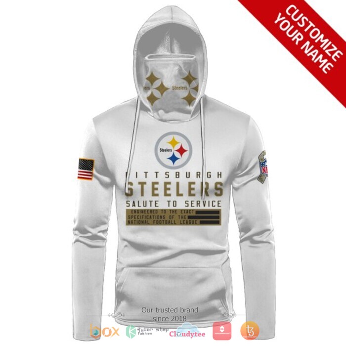 Personalized NFL Pittsburgh Steelers White 3d hoodie mask 2 Personalized NFL Pittsburgh Steelers White 3d hoodie mask 1