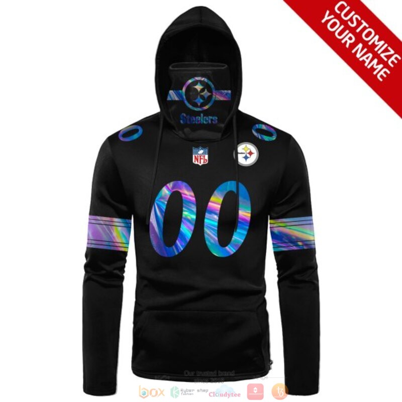 Personalized NFL Pittsburgh Steelers black custom 3d hoodie mask 1