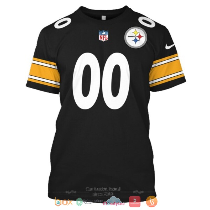 NFL Pittsburgh Steelers black yellow Personalized custom jersey shirt, hoodie 7 Personalized NFL Pittsburgh Steelers black yellow custom 3d shirt hoodie 1 2 3 4 5 6