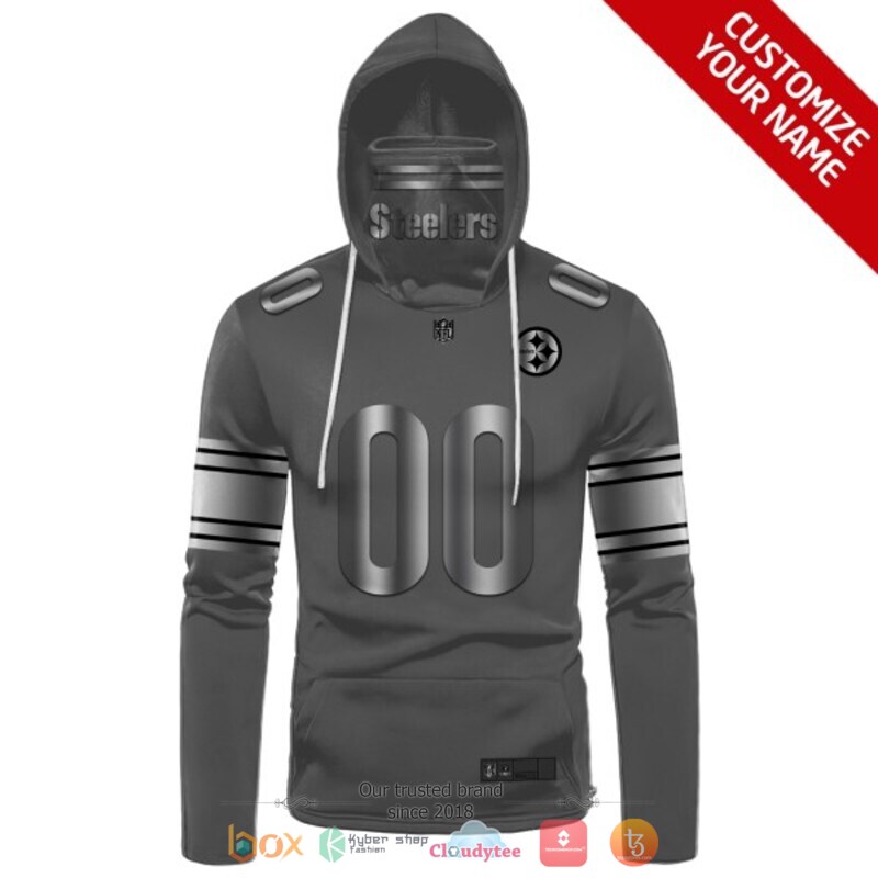 NFL Pittsburgh Steelers dark grey Personalized custom 3d hoodie mask 2 Personalized NFL Pittsburgh Steelers dark grey custom 3d hoodie mask 1