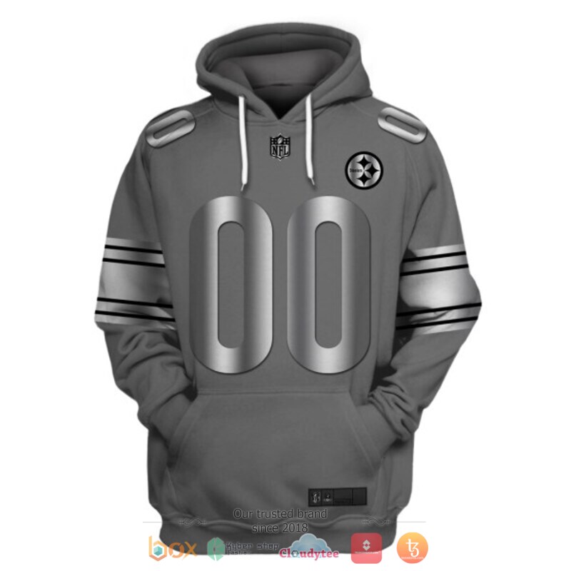 NFL Pittsburgh Steelers dark grey Personalized custom jersey shirt, hoodie 3 Personalized NFL Pittsburgh Steelers dark grey custom 3d shirt hoodie 1 2