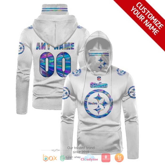 Personalized NFL Pittsburgh Steelers hologram color white 3d hoodie mask