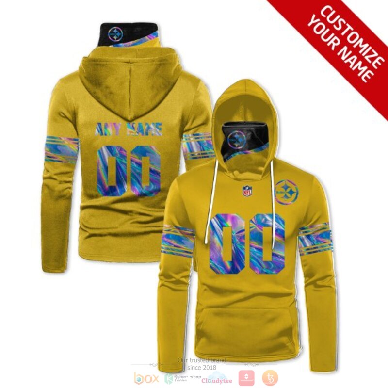 Personalized NFL Pittsburgh Steelers yellow custom 3d hoodie mask