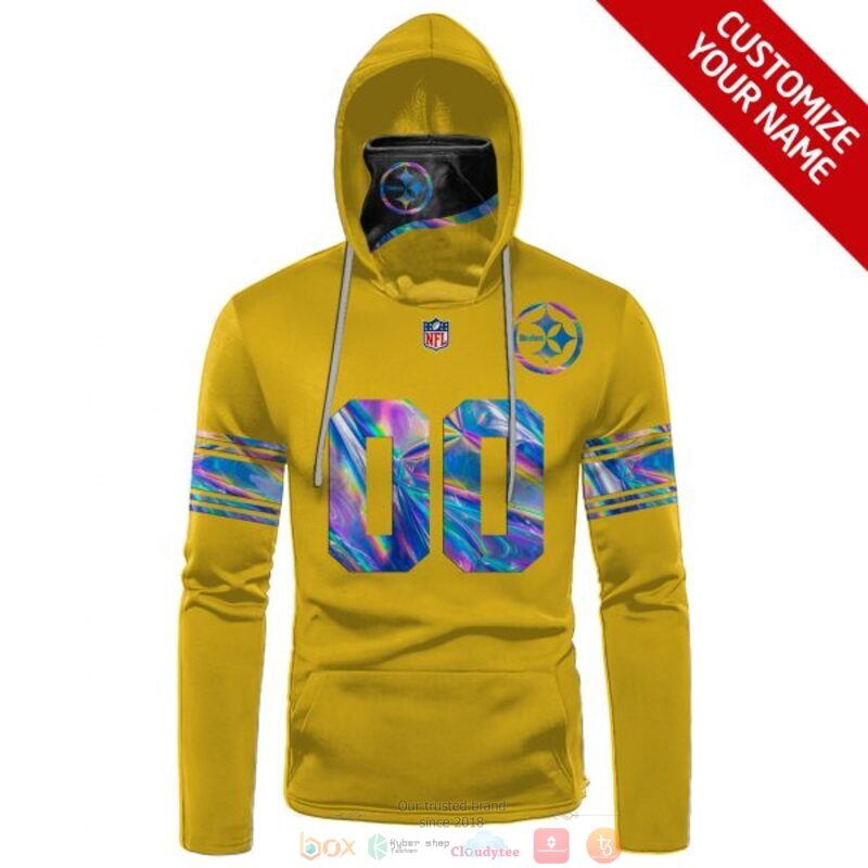Personalized NFL Pittsburgh Steelers yellow custom 3d hoodie mask 1
