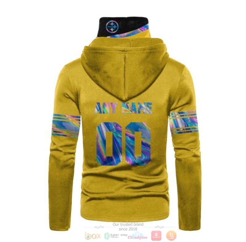 NFL Pittsburgh Steelers yellow Personalized custom 3d hoodie mask 3 Personalized NFL Pittsburgh Steelers yellow custom 3d hoodie mask 1 2