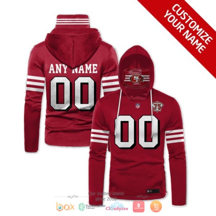 Personalized NFL San Francisco 49ers 75th Red 3d hoodie mask