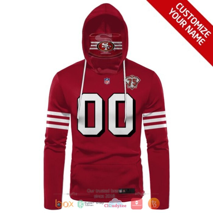 Personalized NFL San Francisco 49ers 75th Red 3d hoodie mask 1