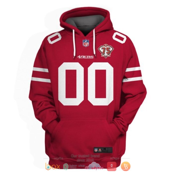 Personalized NFL San Francisco 49ers 75th Red 3d shirt, hoodie 3 Personalized NFL San Francisco 49ers 75th Red 3d shirt hoodie 1 2