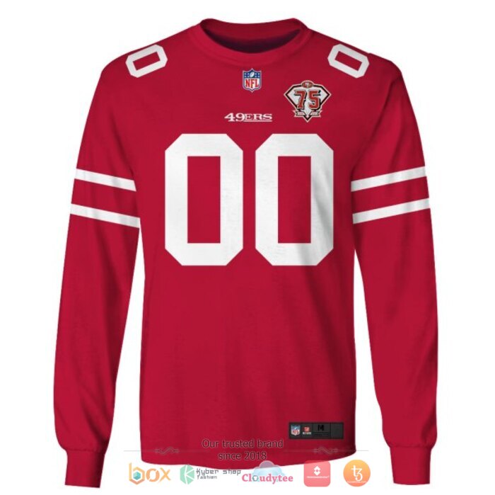 Personalized NFL San Francisco 49ers 75th Red 3d shirt, hoodie 5 Personalized NFL San Francisco 49ers 75th Red 3d shirt hoodie 1 2 3 4