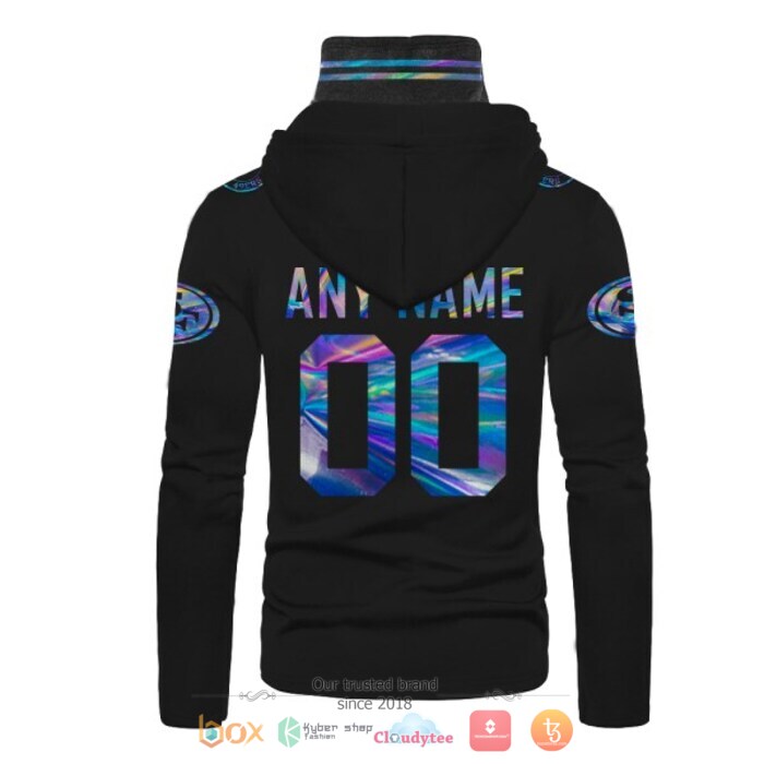 Personalized NFL San Francisco 49ers black hologram color 3d hoodie mask 3 Personalized NFL San Francisco 49ers black hologram color 3d hoodie mask 1 2