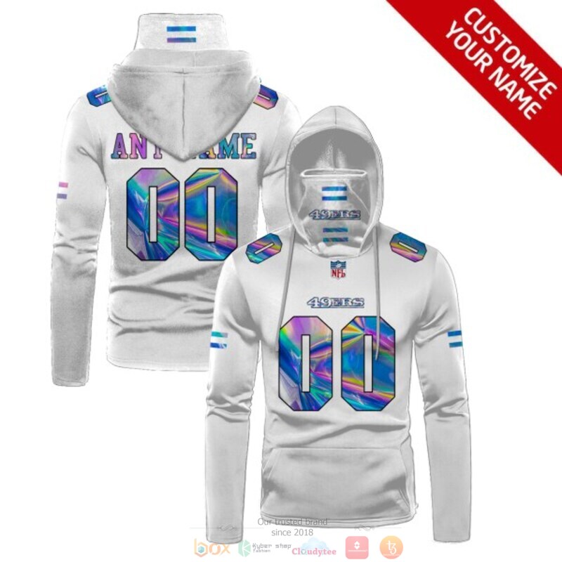 Personalized NFL San Francisco 49ers white custom 3d hoodie mask