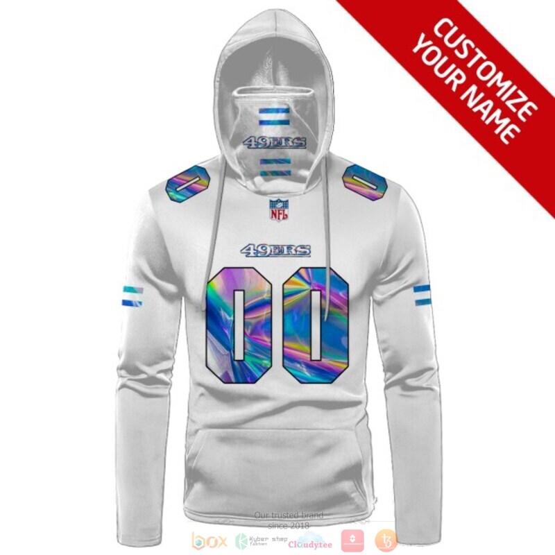 Personalized NFL San Francisco 49ers white custom 3d hoodie mask 1