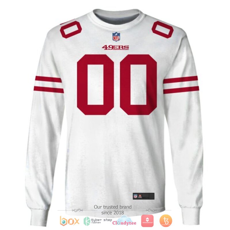 NFL San Francisco 49ers white Personalized custom jersey shirt, hoodie 5 Personalized NFL San Francisco 49ers white custom 3d shirt hoodie 1 2 3 4