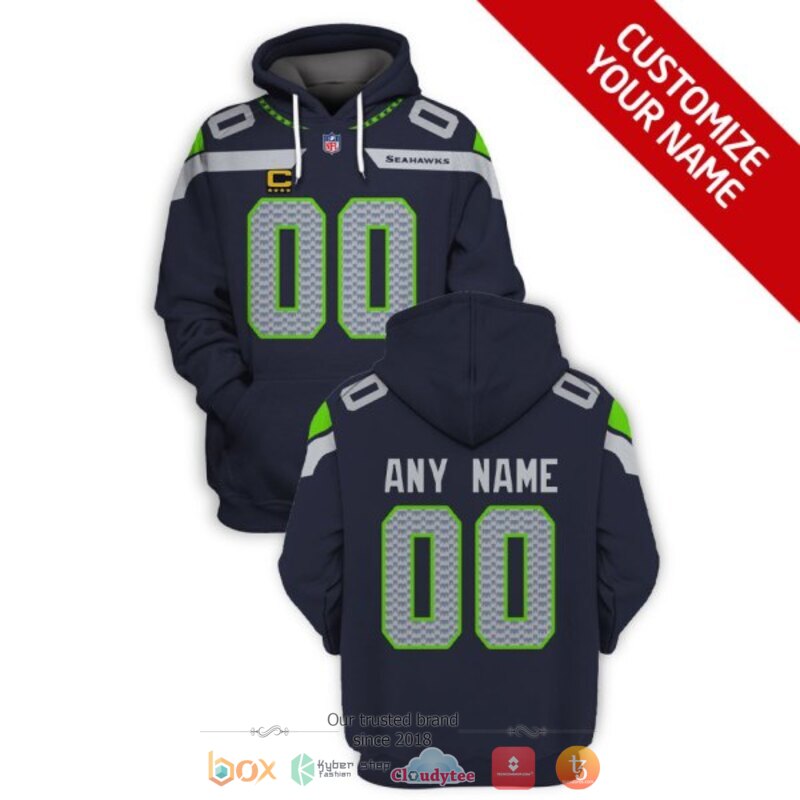 Personalized NFL Seattle Seahawks Captain C green black custom 3d shirt hoodie