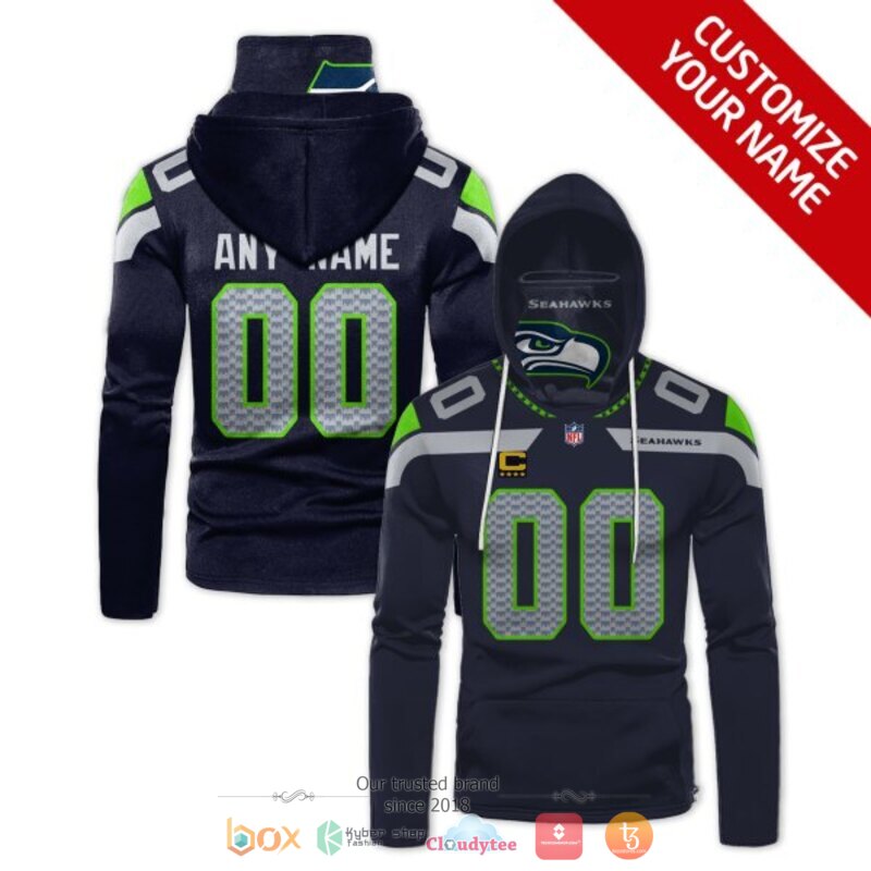 Personalized NFL Seattle Seahawks Captain C green black custom hoodie mask