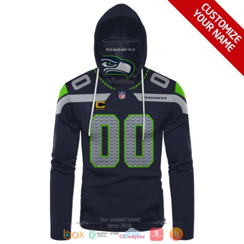 NFL Seattle Seahawks Captain C green black Personalized custom hoodie mask 2 Personalized NFL Seattle Seahawks Captain C green black custom hoodie mask 1