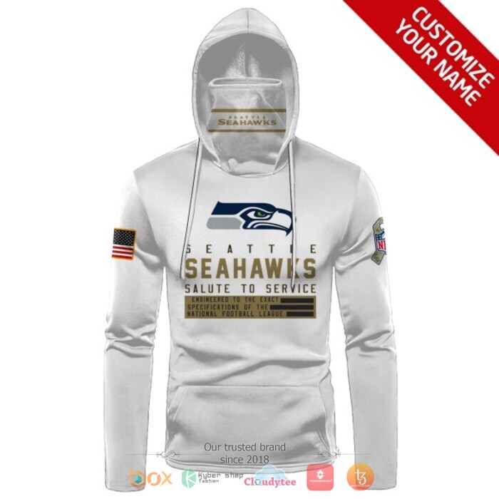 Personalized NFL Seattle Seahawks White 3d hoodie mask 2 Personalized NFL Seattle Seahawks White 3d hoodie mask 1