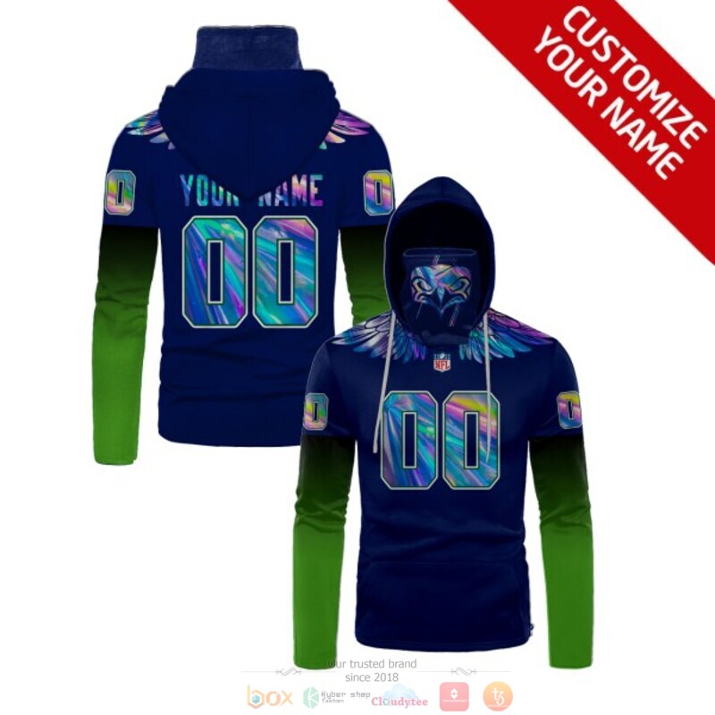 Personalized NFL Seattle Seahawks blue green custom 3d hoodie mask