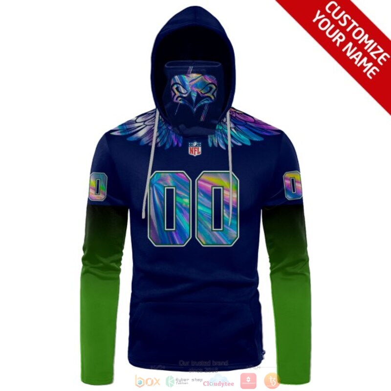 Personalized NFL Seattle Seahawks blue green custom 3d hoodie mask 1