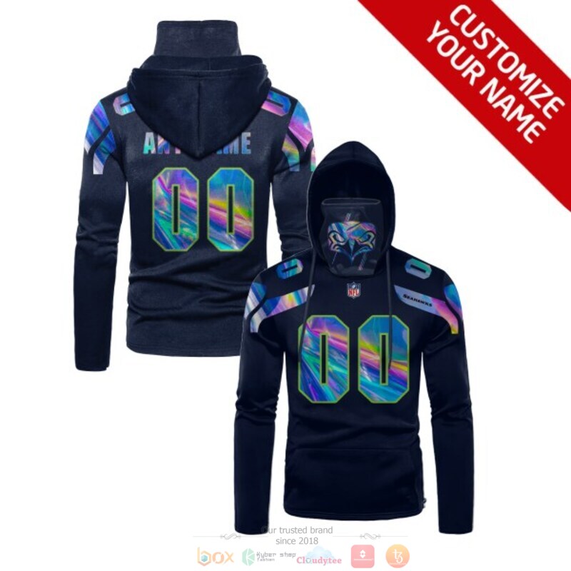 Personalized NFL Seattle Seahawks dark blue custom 3d hoodie mask
