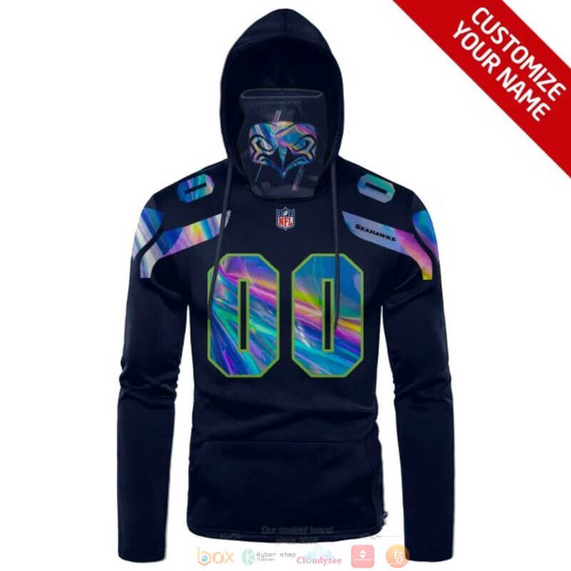 Personalized NFL Seattle Seahawks dark blue custom 3d hoodie mask 1