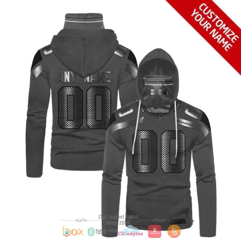Personalized NFL Seattle Seahawks dark grey custom 3d hoodie mask