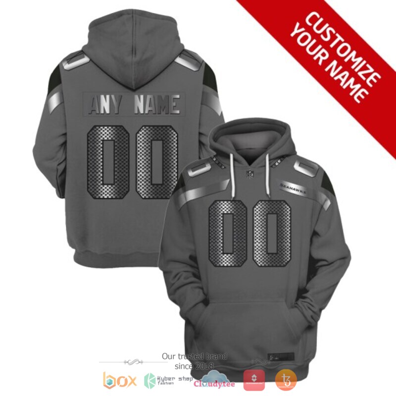 NFL Seattle Seahawks dark grey Personalized custom jersey shirt, hoodie 1 Personalized NFL Seattle Seahawks dark grey custom 3d shirt hoodie