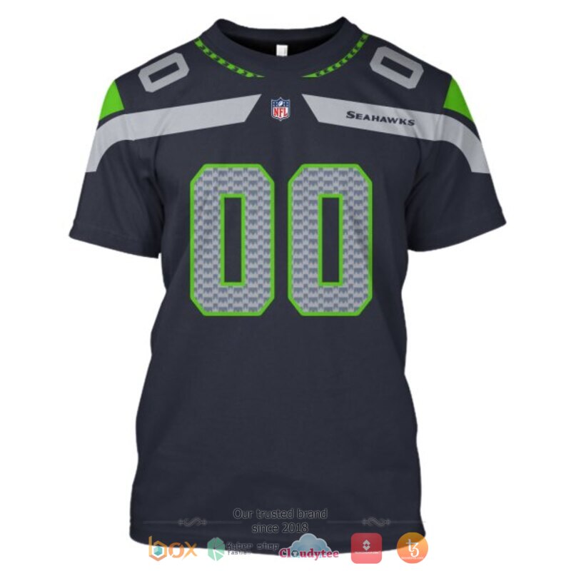 Personalized NFL Seattle Seahawks green black custom 3d shirt hoodie 1 2 3 4 5 6