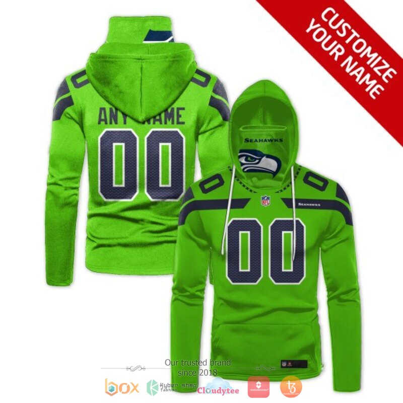 Personalized NFL Seattle Seahawks green custom hoodie mask