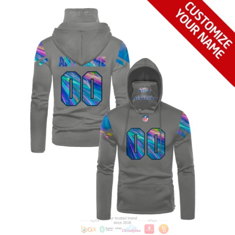 Personalized NFL Seattle Seahawks grey custom 3d hoodie mask