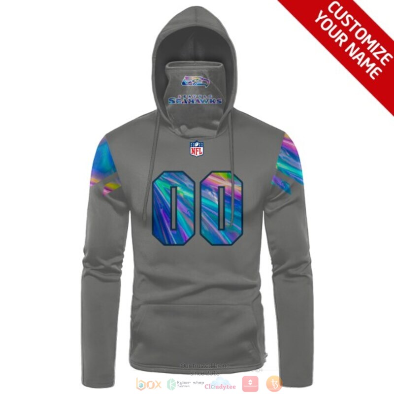 Personalized NFL Seattle Seahawks grey custom 3d hoodie mask 1
