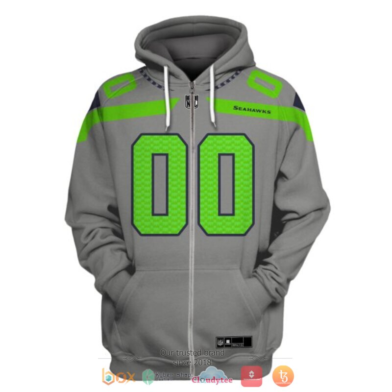NFL Seattle Seahawks grey Personalized custom jersey shirt, hoodie 2 Personalized NFL Seattle Seahawks grey custom 3d shirt hoodie 1