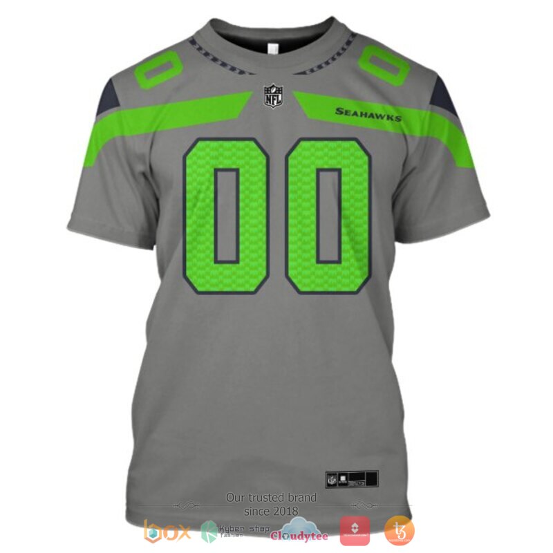 NFL Seattle Seahawks grey Personalized custom jersey shirt, hoodie 7 Personalized NFL Seattle Seahawks grey custom 3d shirt hoodie 1 2 3 4 5 6