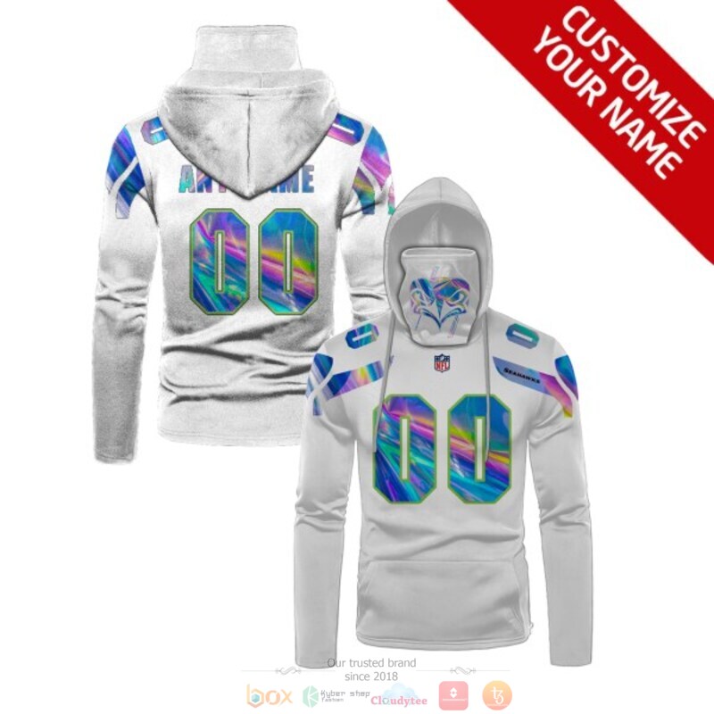 Personalized NFL Seattle Seahawks white custom 3d hoodie mask